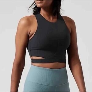 ATHLETA Black Conscious Cut Out Crop Active Bra Sleeveless Top Women’s Size 2X